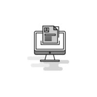 Document in computer Web Icon Flat Line Filled Gray Icon Vector