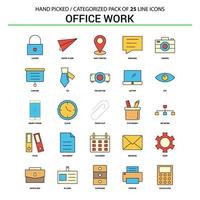 Office work Flat Line Icon Set Business Concept Icons Design vector