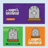 diseño de invitación de halloween feliz con vector de tumba