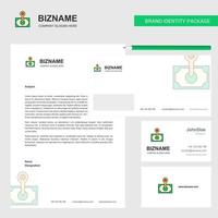 sobre de membrete de negocios de dinero y plantilla de vector de diseño de tarjeta de visita