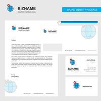 Map location Business Letterhead Envelope and visiting Card Design vector template