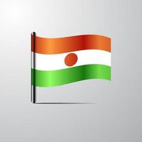 Niger waving Shiny Flag design vector