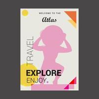 bienvenido a la estatua del atlas manhattan ciudad de nueva york explorar viajar disfrutar plantilla de póster vector