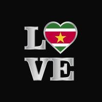 Love typography Suriname flag design vector beautiful lettering