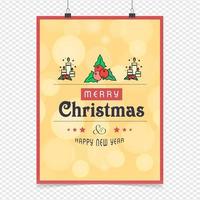 Merry Christmas card with creative design and light background vector