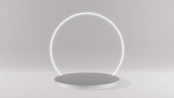 3d product backdrop with display podium in gray tone ring light photo