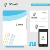 Pencil and scale Business Logo File Cover Visiting Card and Mobile App Design Vector Illustration