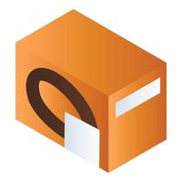 Orange biscuit box icon, isometric style vector