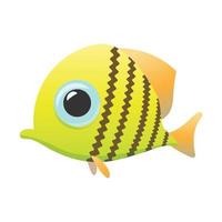 Yellow cute fish cartoon icon vector