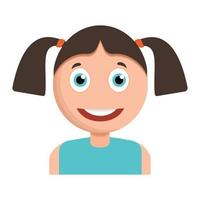 Smiling girl icon, cartoon style vector