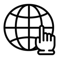 icono de clic de mano global, estilo de contorno vector