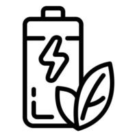 Eco battery icon, outline style vector