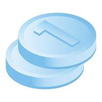 Stack coin icon, isometric style vector