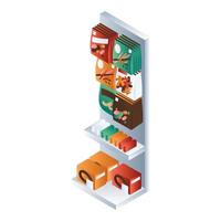 Snack market shelf icon, isometric style vector