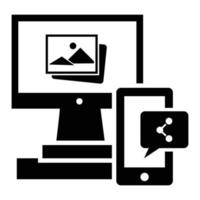 Digital computer device icon, simple style vector