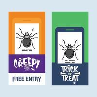 Happy Halloween invitation design with spider vector