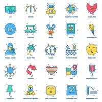 25 Business Concept Mix Flat Color Icon set vector