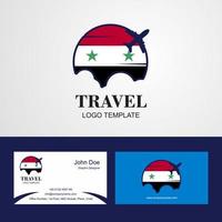 logo de la bandera de siria de viaje y diseño de tarjeta de visita vector