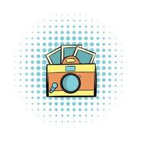 Retro camera comics icon vector