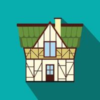 casa con entramado de madera en el icono de Alemania, estilo plano vector