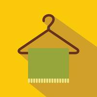 Green scarf on coat-hanger flat icon vector