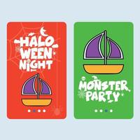 Happy Halloween invitation design with boat vector