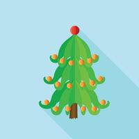 Festive xmas tree icon, flat style vector