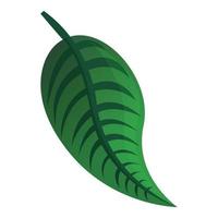 Green tropical leaf icon, cartoon style vector