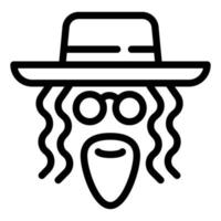 Jewish man face icon, outline style vector