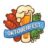 Oktoberfest logo, cartoon style vector