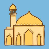 icono de la mezquita árabe, estilo dibujado a mano vector