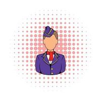 Stewardess icon in comics style vector