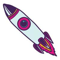 icono de cohete espacial, estilo dibujado a mano vector