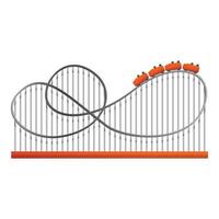 Amusement train track icon, cartoon style vector