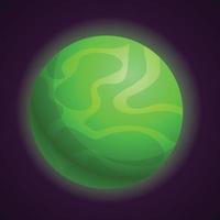 Abstract green planet icon, cartoon style vector