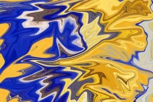 Abstract Art Blue Yellow Fluid Painting Pattern background illustration photo