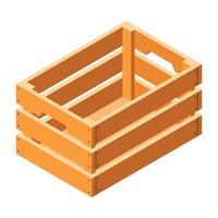 Wood crate icon, isometric style vector