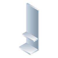 Empty market shelf icon, isometric style vector