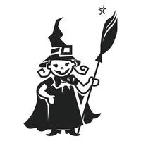 Kid witch costume icon, simple style vector