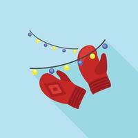 Red winter gloves icon, flat style vector