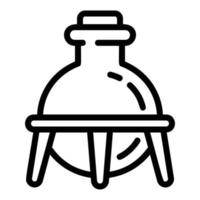 Glass chemistry flask icon, outline style vector