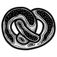 Salt pretzel icon, hand drawn style vector