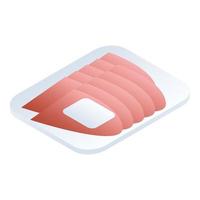 Sliced market meat icon, isometric style vector