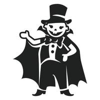 Dracula kid costume icon, simple style vector
