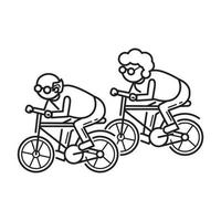 Old person on bicycle concept background, outline style vector