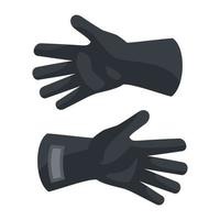 Black protect gloves icon, flat style vector