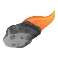 Flame meteorite icon, cartoon style vector