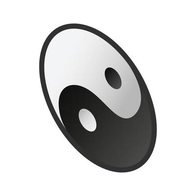 Ying yang icon, isometric 3d style