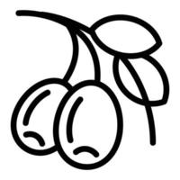 icono de rama de olivo, estilo de contorno vector