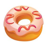 Donut icon, cartoon style vector